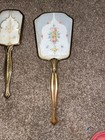 Vtg Gold Tone  Vanity Hair Brush Set With Mirror And Trinket   Box 
