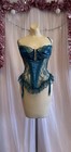 Vintage 80s Frilly Lace Corset Bustier Garters Sheer Satin Boned Lingerie 0x 1x