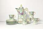 Antique 1920s Nippon Handpainted Moriage Porcelain 11-piece Demitasse Coffee Set