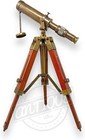 Brass Telescope On Wood Tripod Stand  Vintage Style  Spyglass Collectibles  Tabl