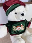 2002 Dandee Kmart Holiday Santa Bear Plush White Christmas Teddy Bear