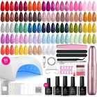 55pcs Gel Nail Polish Kit With Uv Light - 32 Colors  Nail Drill  Base   Top Coat