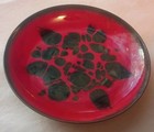 Mcm Vintage Red And Black Dish Enamel On Copper 4 1 2    Signed Win Ng Numbered