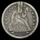 1853 Arrows Seated Liberty Dime  m    Love Token