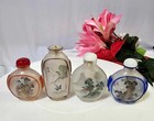 4 Vtg Chinese Glass Reverse Bottle W Trees Flower Butterfly- Read- B5