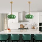 Green Vintage Milk Glass Pendant Light Chandelier  9 8  Hanging Mid Century M   