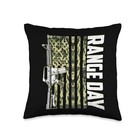 Camo American Flag Range Day Patriotic Gun Shooting Range Throw Pillow 16x16
