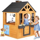 Kids Outdoor Playhouse  Cedar Wooden Kids Playhouse With Play Kitchen  Pet Do   