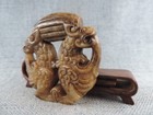 Antique Chinese Hetian Jade Hnd-carved Hollow Out Lucky Statue Peadant