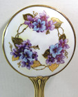 Rare Antique Hand Vanity Mirror Porcelain Floral Art Nouveau Repousse June 1905
