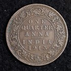 1913 India One Quarter Anna Coin B083