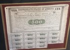 Framed Csa Confederate States Of America  500 Civil War Loan Bonds  1861