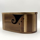 Large Oval Acacia Wooden Yarn Bowl Lid Double Curling Slot Crochet Holder