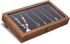 Tempered-glass Top Wooden Jewelry Display Case With Removable Base  Black Luxuri