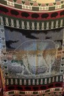 Vintage Woven Farm Barn Pig W  Corn Hearts Cotton Afghan Throw Blanket 48 X 72 