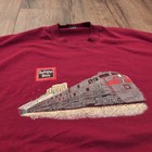 Vtg Burlington Route Train Railroad Adult Xxl Shirt Sante Fe Maroon Burgundy
