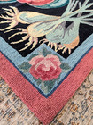 Vintage Hooked Rug Rose Floral   Fruit Watermelon Strawberry Cottage Retro 4 x6 