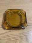Vtg Amber Brown Yellow Mcm Glass 3 5  Square 4 Slot Ashtray Vintage 6 Available