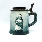 Antique O hara Dial Co  Ceramic Lidded Monk Beer Stein W american Indian 1890s