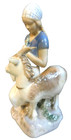Old Or Antique B   G  2180 Kn Denmark  girl With Her Goat  7 3 4  X 3 1 2 