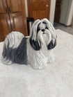 Sandicast Vintage Sandra Brue Sculpture 1995 Shih Tzu Dog  Black White  8 x6 x4 