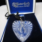 Waterford Clear Crystal Heart Pendant Necklace Black Cord 30  W orig Box C665