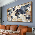 World Map Wall Art Print Canvas Decor 20x40 Inch Ready To Hang Nautical Theme