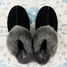 Ugg Women s Scuffette Ii Black grey Slippers Sheepskin Warm Shoes Us Size