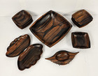 Vintage Monkey Pod Wood Serving Set 13pc Bowls Trays Mid Century Mcm Tiki Lot