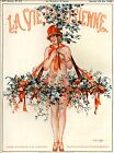 1920s La Vie Parisienne Flowers Branch Girl France French Travel Poster Print