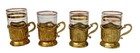 Vintage Embossed Persian Middle Eastern Gilt Tea Service And Tray  Set Of 10