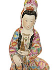 Lovely Chinese Gilt With Famille Rose Porcelain Guanyin Statue 13    Tall Vintage