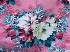 50s Roses Hollywood Regency Shabby Chic Mid Century Barkcloth Era Vintage Fabric