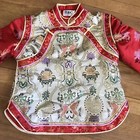 Vtg 70s Asian Traditional Style 2pc Silk Suit Costume Unisex Top bottom Size 12