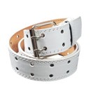 Genuine Leather Men s Two Row Double Row Prong Holes Casual White Belts Nwt