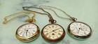 Lot Of 3 Watch Elgin Vintage Pocket Collectible Antique Brass Pocket Watch Gift