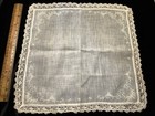 909    vintage Antique C1910 Whitework Lace Ink Sign Handmade Wedding Bridal Hanky