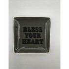 Bless Your Heart Ceramic Trinket Dish Grey Square Jewelry Tray Valet Bowl