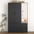 Wooden Led Armoires Wardrobe Closet 4 Doors 2 Drawers Storage Cabinet W  Mirror