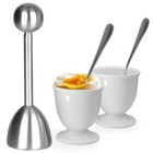 Vibedor Egg Cups And Egg Cracker Set For Soft Boiled Eggs  1 Stainless Steel    