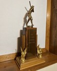 Vintage Early 1950   s - Baseball Champions Trophy - 21  Tall - Metal   Wood Base
