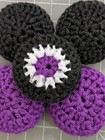 5 New Double Dish Scrubbies Purple Black White Crocheted Nylon Netting