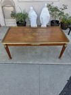 Antique 1930s French Louis Xvi Revival Inlaid Walnut Coffee Table - Ormulu Brass