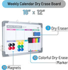 - Magnetic Weekly Erase Board  12  X 16   Double-sided With Markers