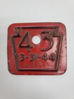 Vintage Pa 1943 License Plate  cp3011173 