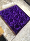 Antique Stackable Tiger Oak Pocket Watch Purple Velvet Store Display Tray