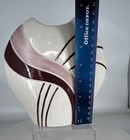 Mid Century Modern Ceramic Wall Pocket Vase  135 Gold Trim Abstract Mauve Retro