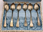 Antique Sterling Silver Set Of 6 Tea Spoons In Box 