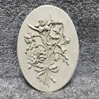 Vintage Cream Floral Oval Wall Plaque  Hermitage Wall Art  Floral Art Plaque