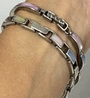 925 Mother Of Pearl Bracelet Lot 2 Vintage Sterling Silver Inlay 31 4g 7 5   